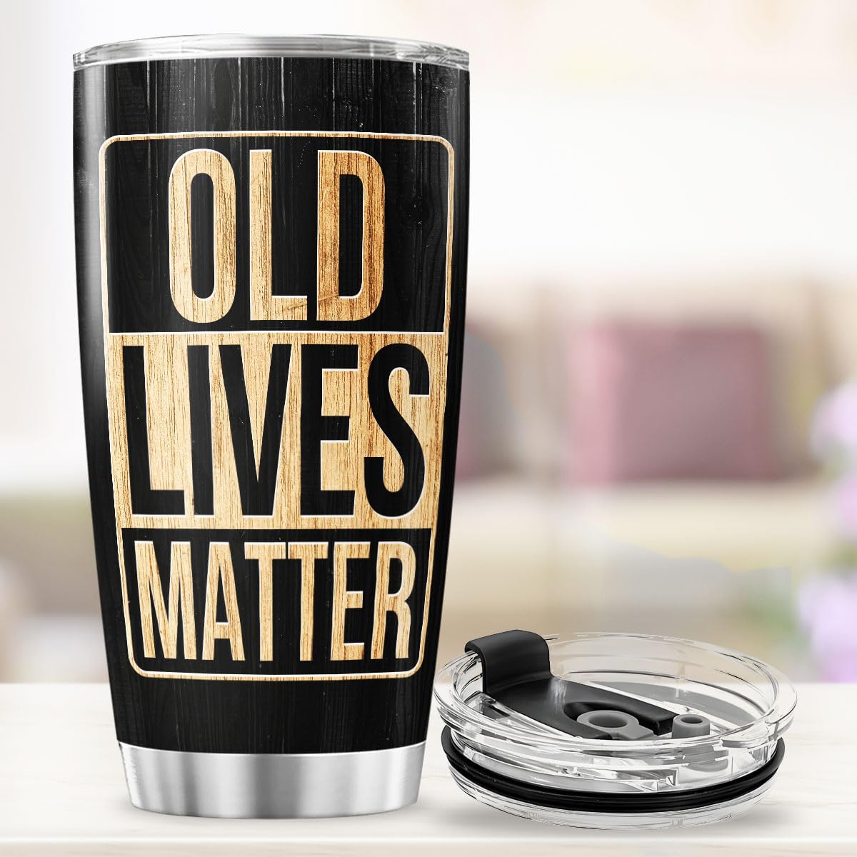Funny Old Lives Matter Gift for Men, Rustic USA Design, Insulated Stainless Steel Travel Mug 20oz, Gag Birthday Present for Dad, Grandpa, Husband, Father's Day Retirement Tumbler - Image 4
