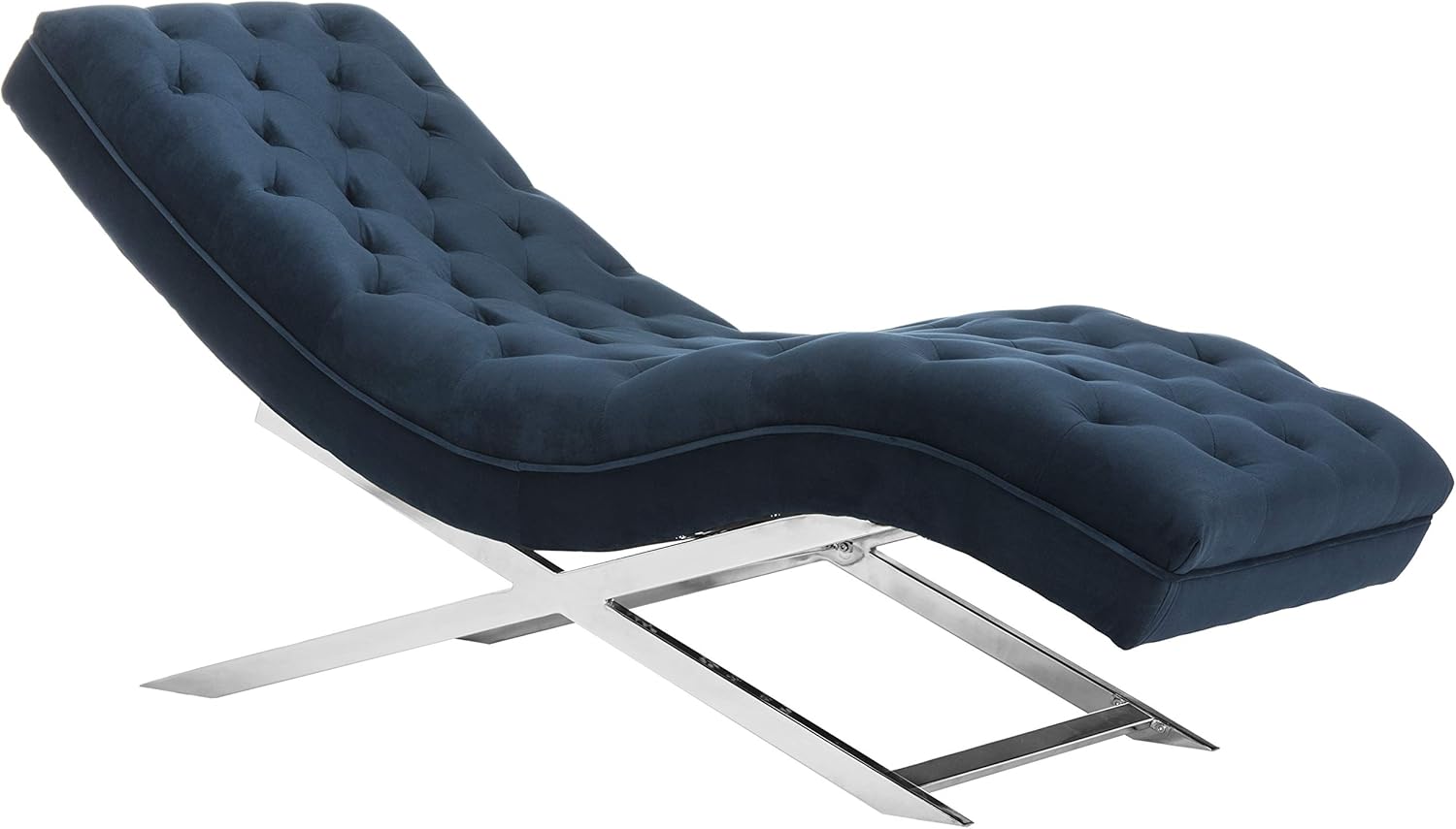Safavieh Home Collection Monroe Navy Velvet and Chrome Chaise with Headrest Pillow : Everything Else
