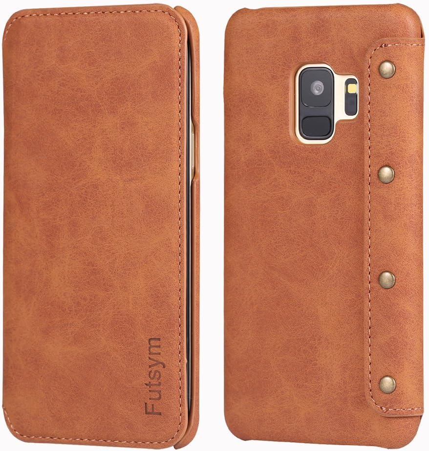 FUTSYM for Galaxy S9 Plus Wallet Case, Ultra Slim Business Style, Premium Scratch Resistant Leather Flip Case for Samsung Galaxy S9 Plus, with Gift Box (S9PLUS-Brown)
