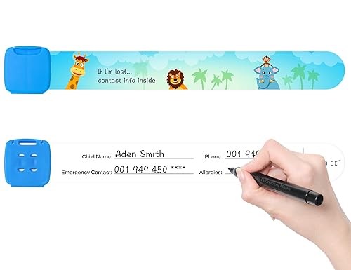 Miniatura 2 de Pulseras reutilizables de identificación de seguridad para niños, impermeable, ajustable, correa de identificación de viaje para niños, talla única,