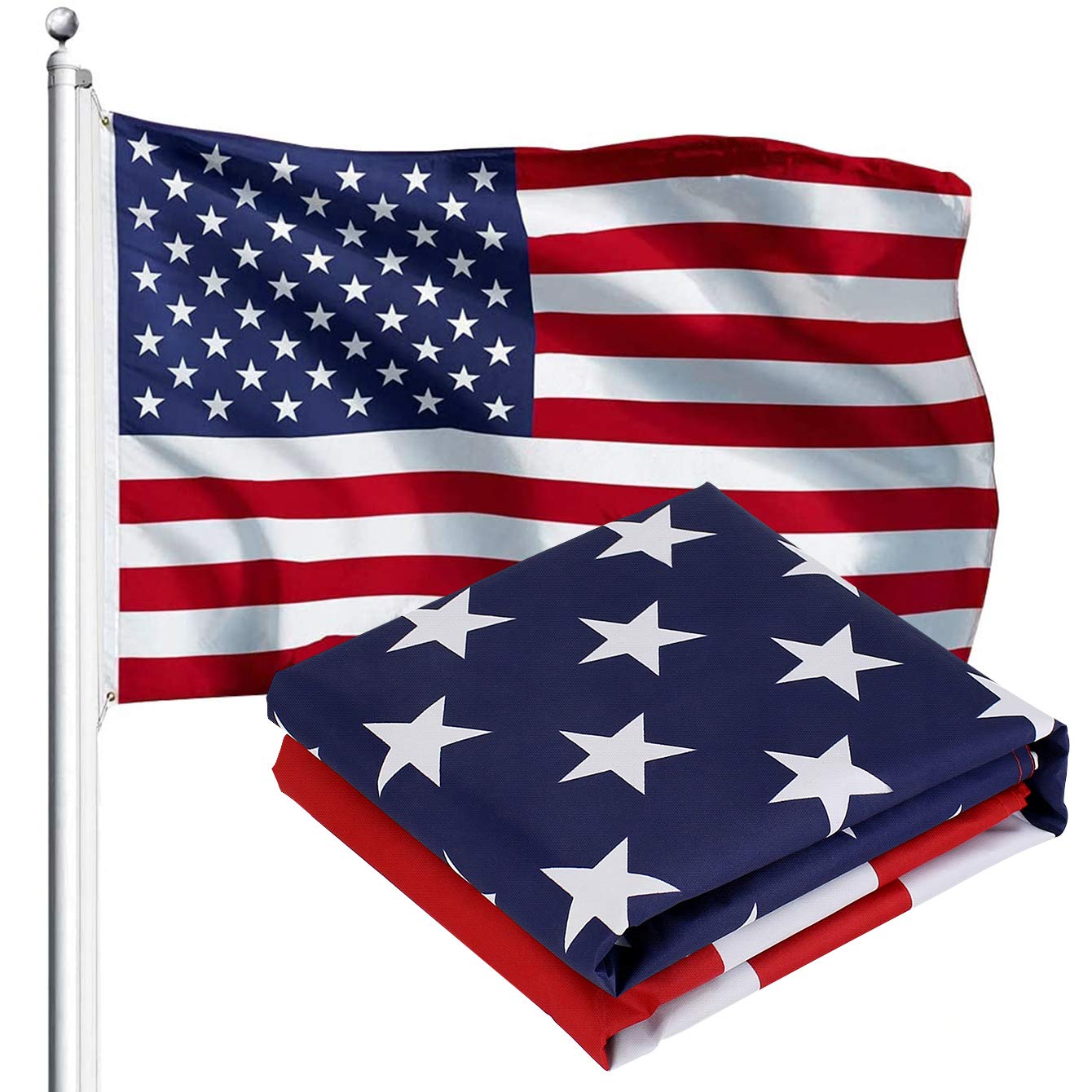 TONOS American Flag, Double Sides Priting US Flag 3x5 Ft- Upgrade 3-Ply Longest Lasting USA Flag. Heavy-Duty American Flags with Vivid Color and Brass Grommet for Outdoor & Indoor, Fade & UV Protected