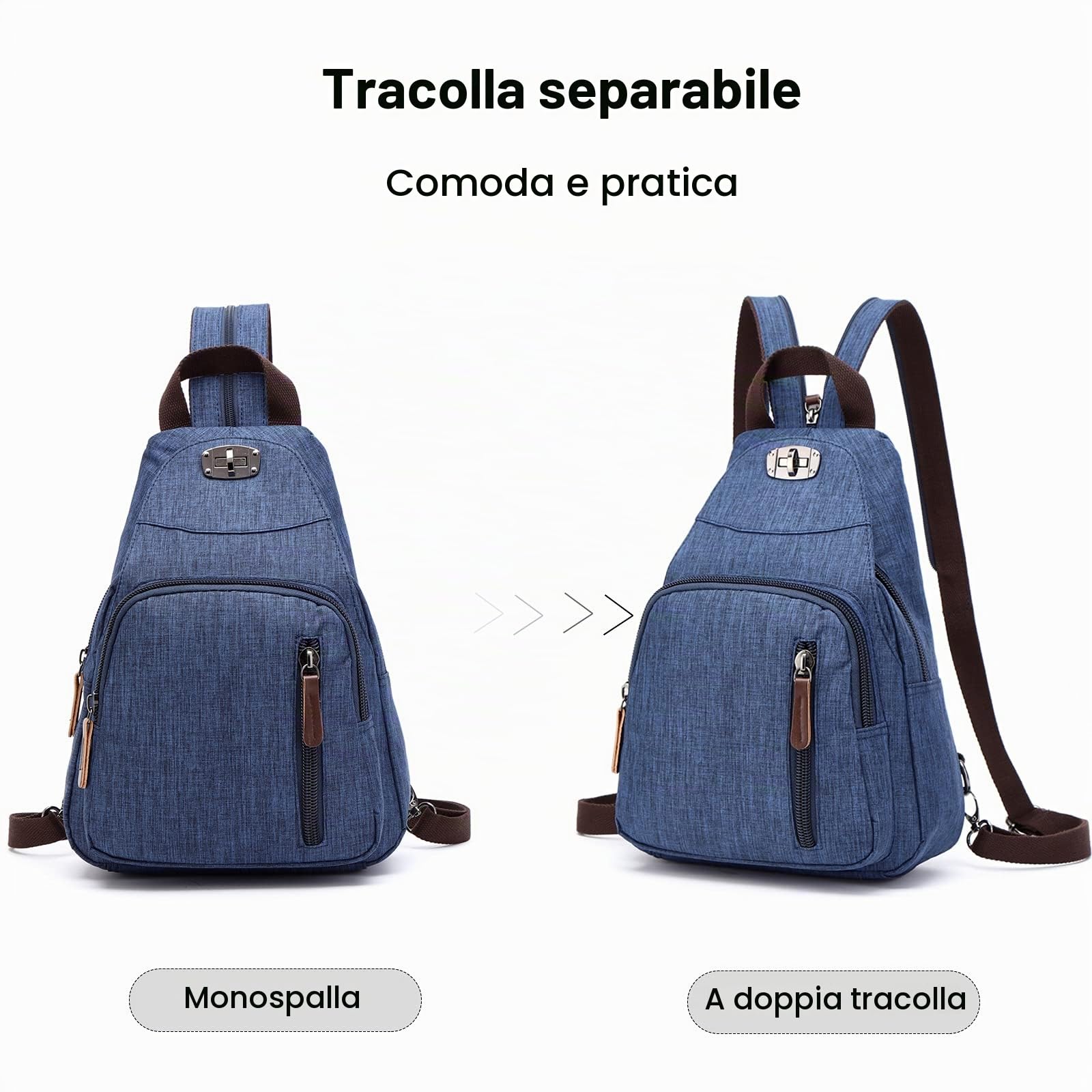 FANDARE Retrò Zaino Monospalla Piccolo Zainetto Zaino Spalla Borsa a Tracolla Sling Bag per Uomo Donna Scuola Università Trekking Ciclismo Palestra Viaggio Sportiva Daypacks Durevole Poliestere
