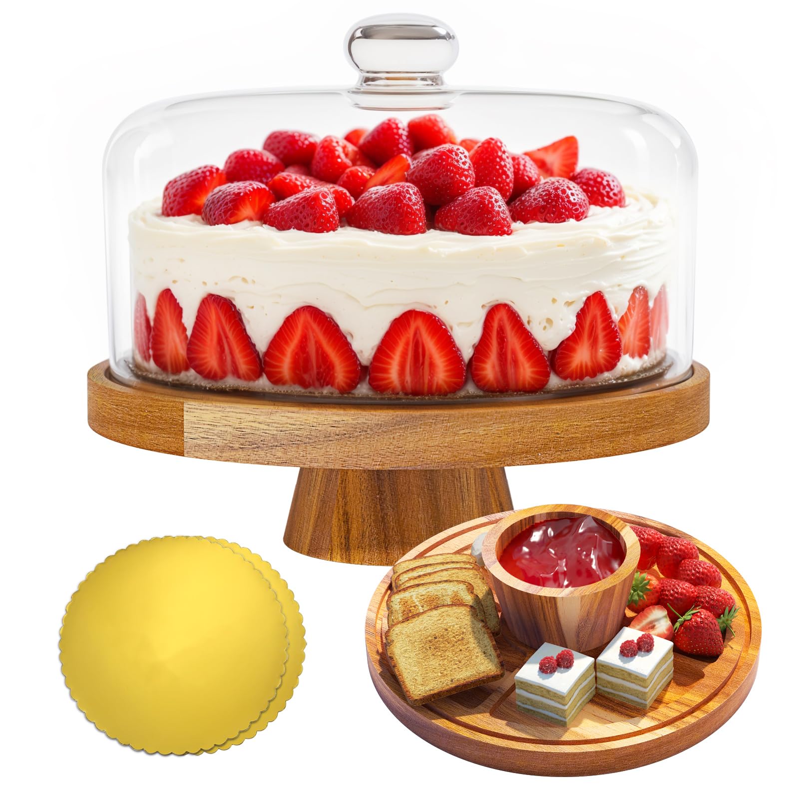 Wood Cake Stand with Lid