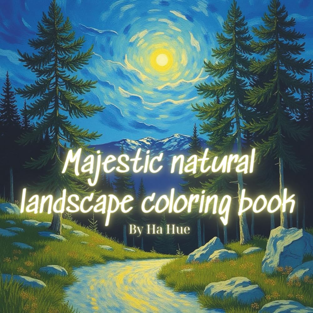 Majestic natural landscape coloring book: A Relaxing Coloring Journey Through Majestic Mountains, Forests & Natural Wonders