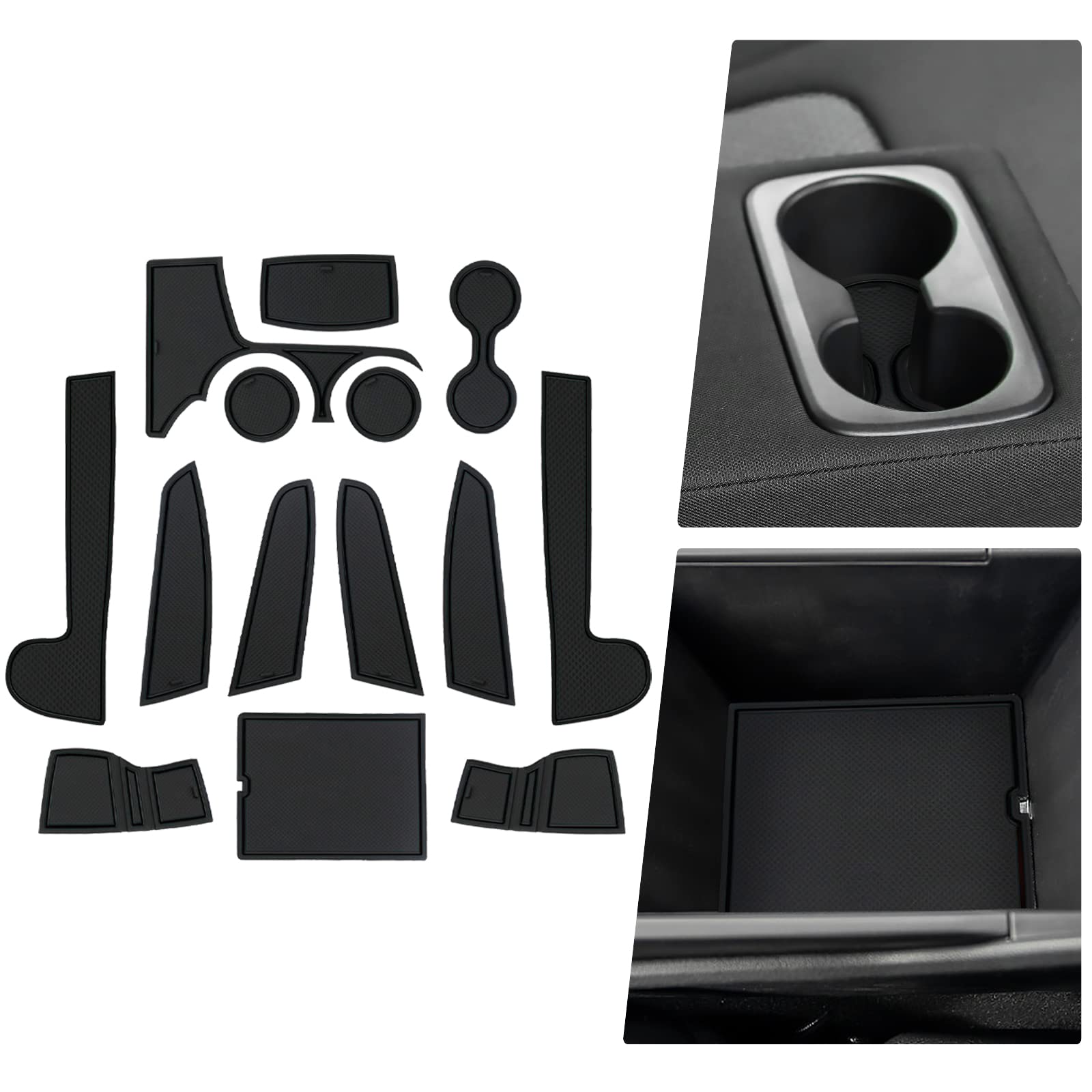 BIBIBO Tappetino antiscivolo compatibile con Kia Stonic 2018-2022, per console centrale auto, tappetini in gomma, supporto per bevande, tappetini interni antiscivolo, 15 pezzi (blu