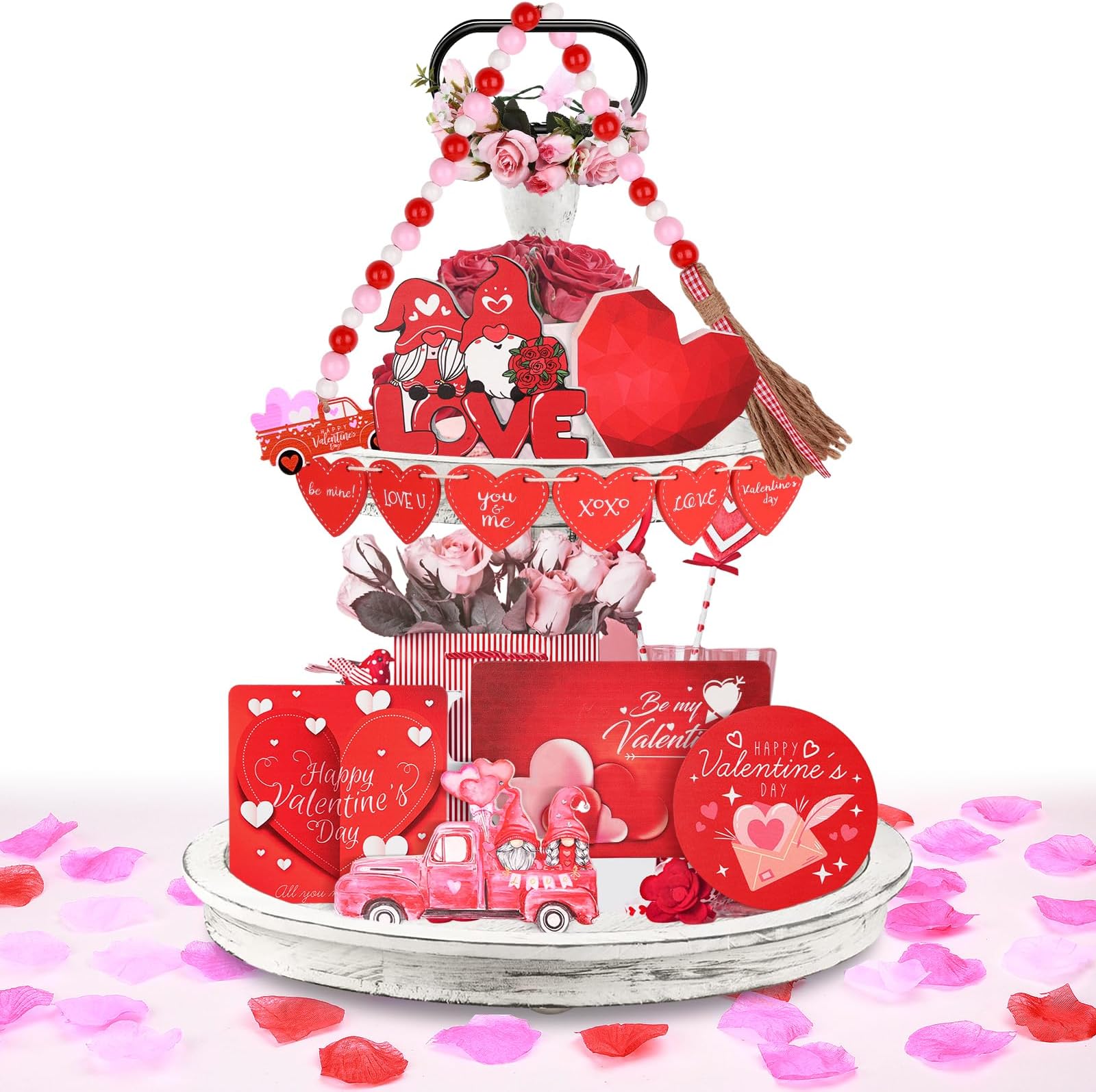 Amazon.com: KOYILTD 4 PCS Valentine's Day Tiered Tray Decor,Valentine's ...