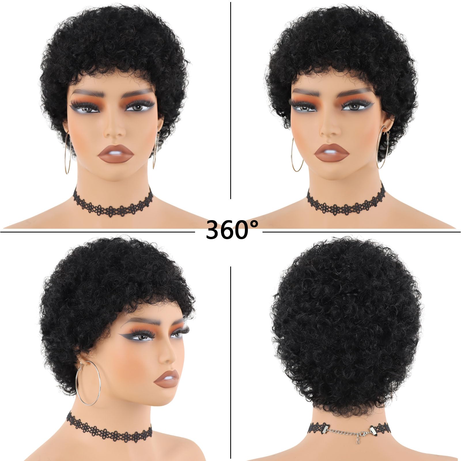 Guree Hair Glueless Short Curly Human Hair Wig for Black Women