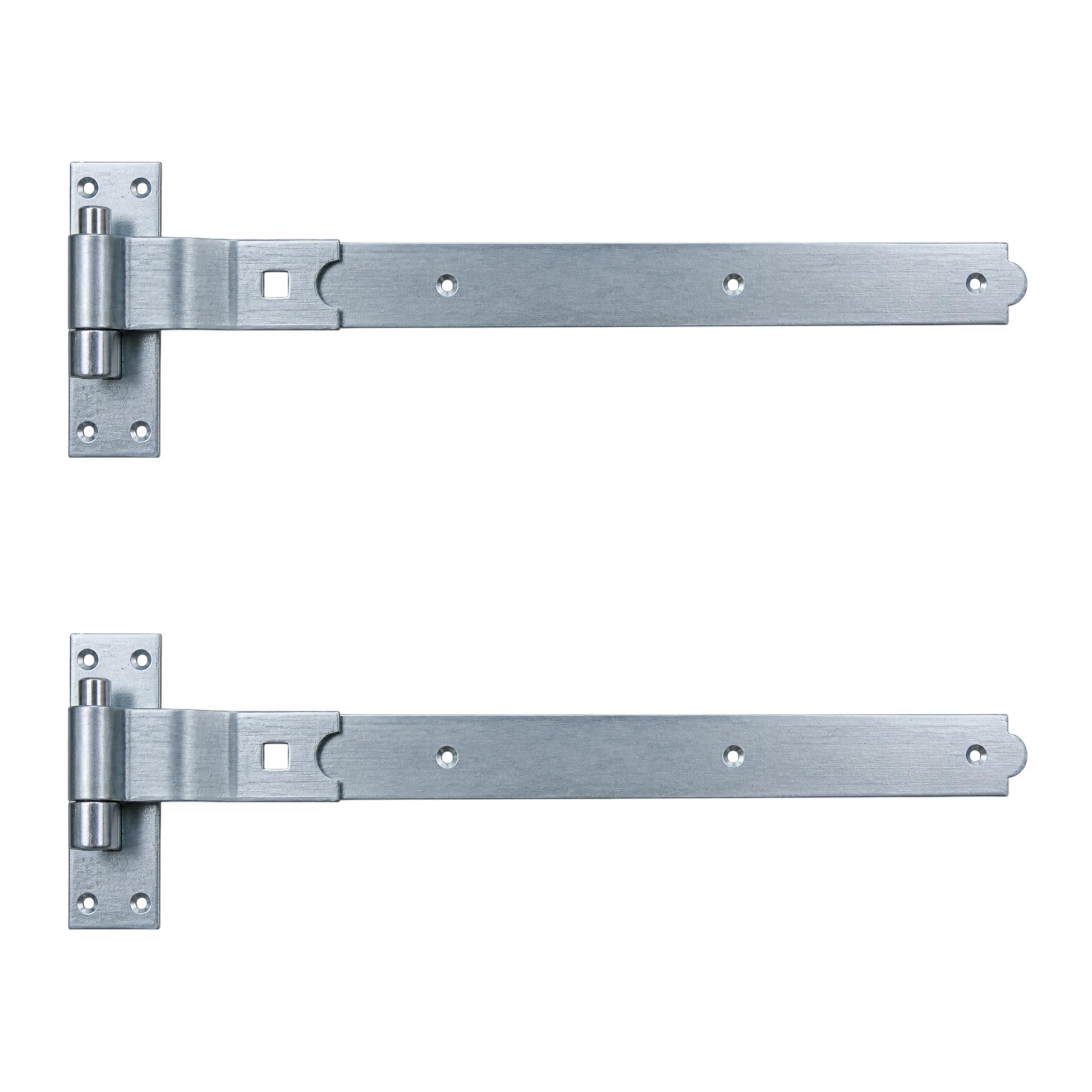 Merriway BH06867 (2 Pcs) Gate Hinges Heavy Duty Hook and Band Cranked Necked Galvanised 600mm (24 Inch) - Pack of 2 Pieces
