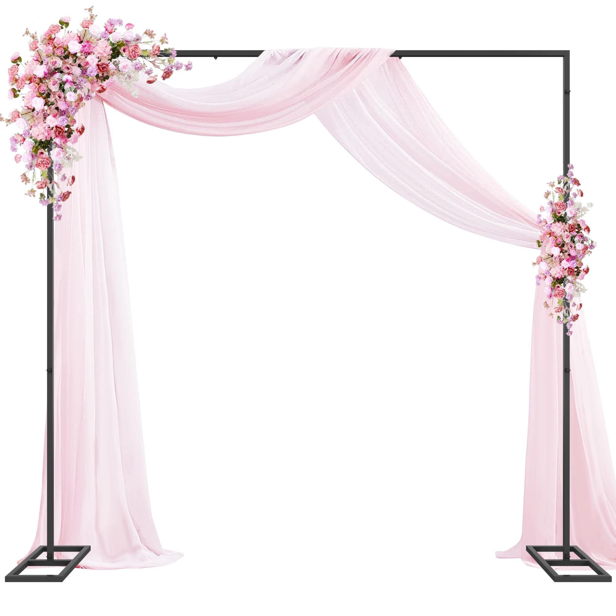 Wokceer Metal Heavy Duty Backrop Stand Square 8x8FT Adjustable Pipe and Drape Kit Black Photo Booth Stand for Wedding Ceremony Birthday Party Photography Exhibition Celebration
