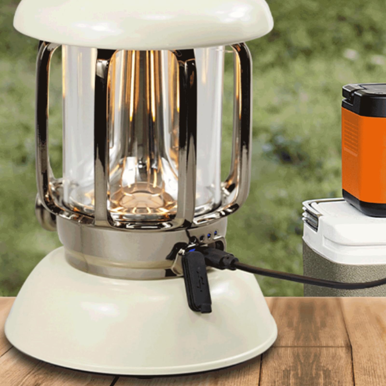 Lampa rechargeable camping Wielokolorowa, ładowalna latarnia kempingowa typu C z haczykiem(Bruin)