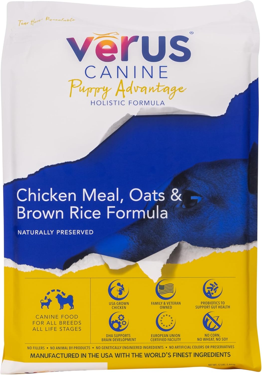 VeRUS Pet Foods Dry Dog Food Chicken, Puppy Advantage Formula 25lb Bag