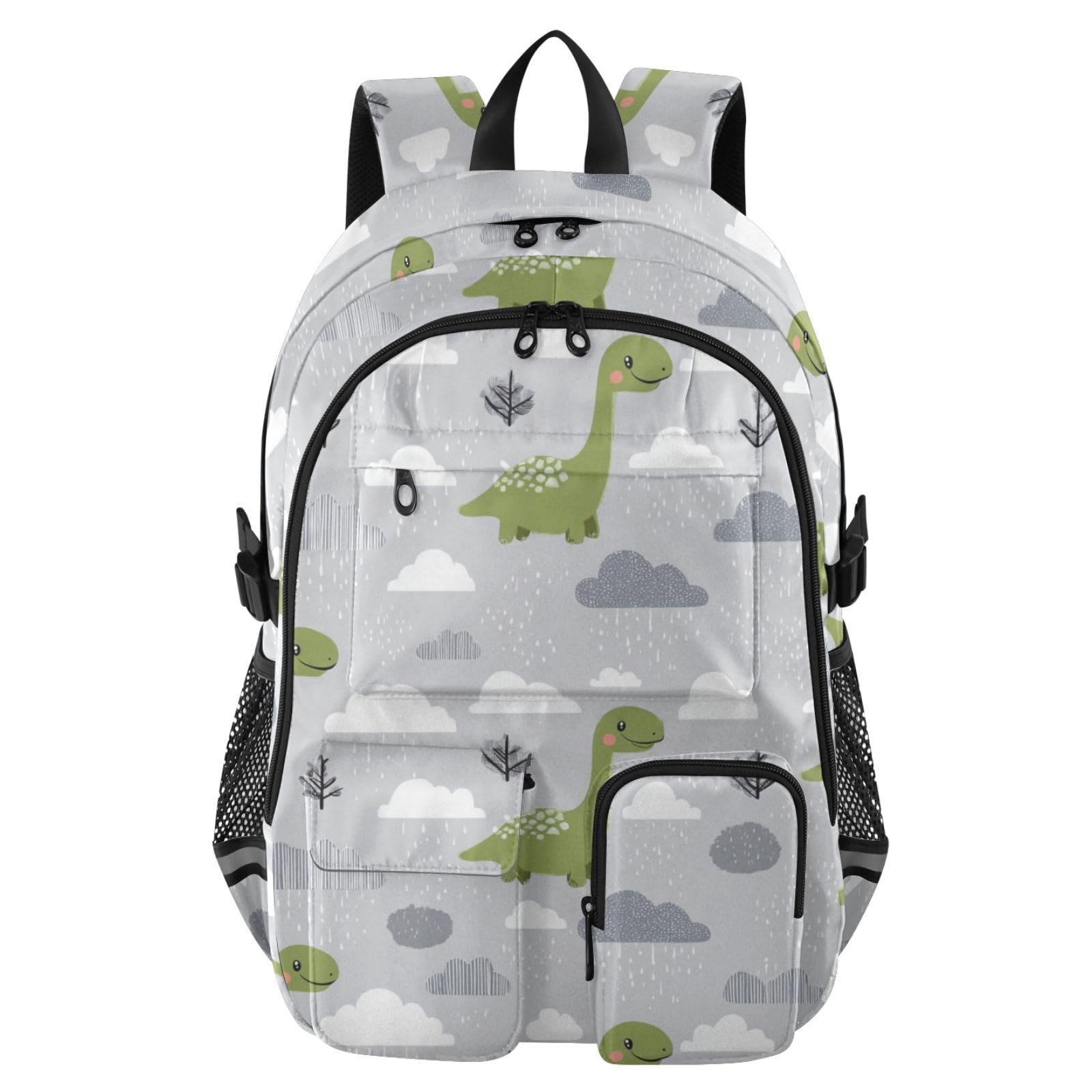 Mochila de viaje para laptop escolar diseño dinosaurio brontosaurio gris 8