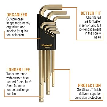 Bondhus 38099 GoldGuard Ballpoint L-Wrench Set - 9 Pc