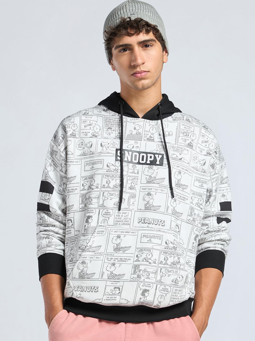 Bewakoof X Peanuts Snoopy męska bluza polarowa z kapturem Bewakoof Heavy Duty 1.0 męska bluza z kapturem odzież zimowa