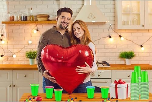 Miniatura 7 de 120 vasos de plástico verdes de 16 onzas de 16 onzas, tazas individuales verdes de plástico verde, vasos desechables de 16 onzas, tazas de fiesta