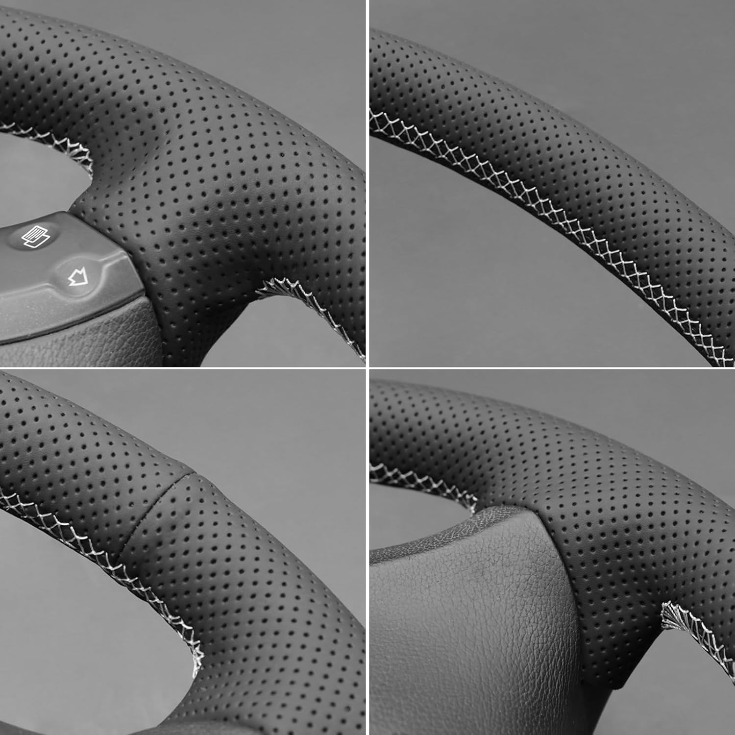 MEWANT Hand Stitched Steering Wheel Cover Wrap for C-Class W203 2001-2007 / C32 AMG 2002-2003 Steering Wheel Accessories for C-Class W203