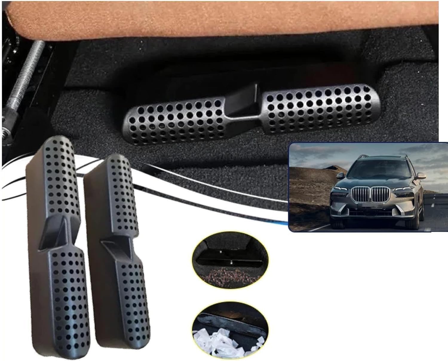 LadyCent Seat Air Vent Cover for BMW X7 G07 2018-2023, Car Air Outlet Covers Under Seat Conditioner Vent Cap(ABS Black)