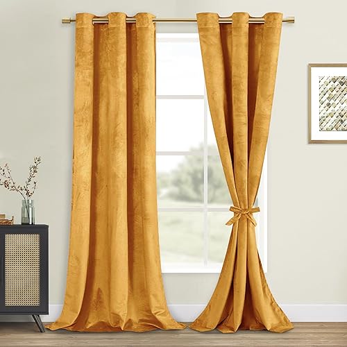 Miniatura 70 de DWCN Cortinas de Terciopelo - Cortinas de Ventana que Oscurecen la Habitación y Bloquean la Luz para Cuarto de Bebé, Dormitorio, Sala de Estar,