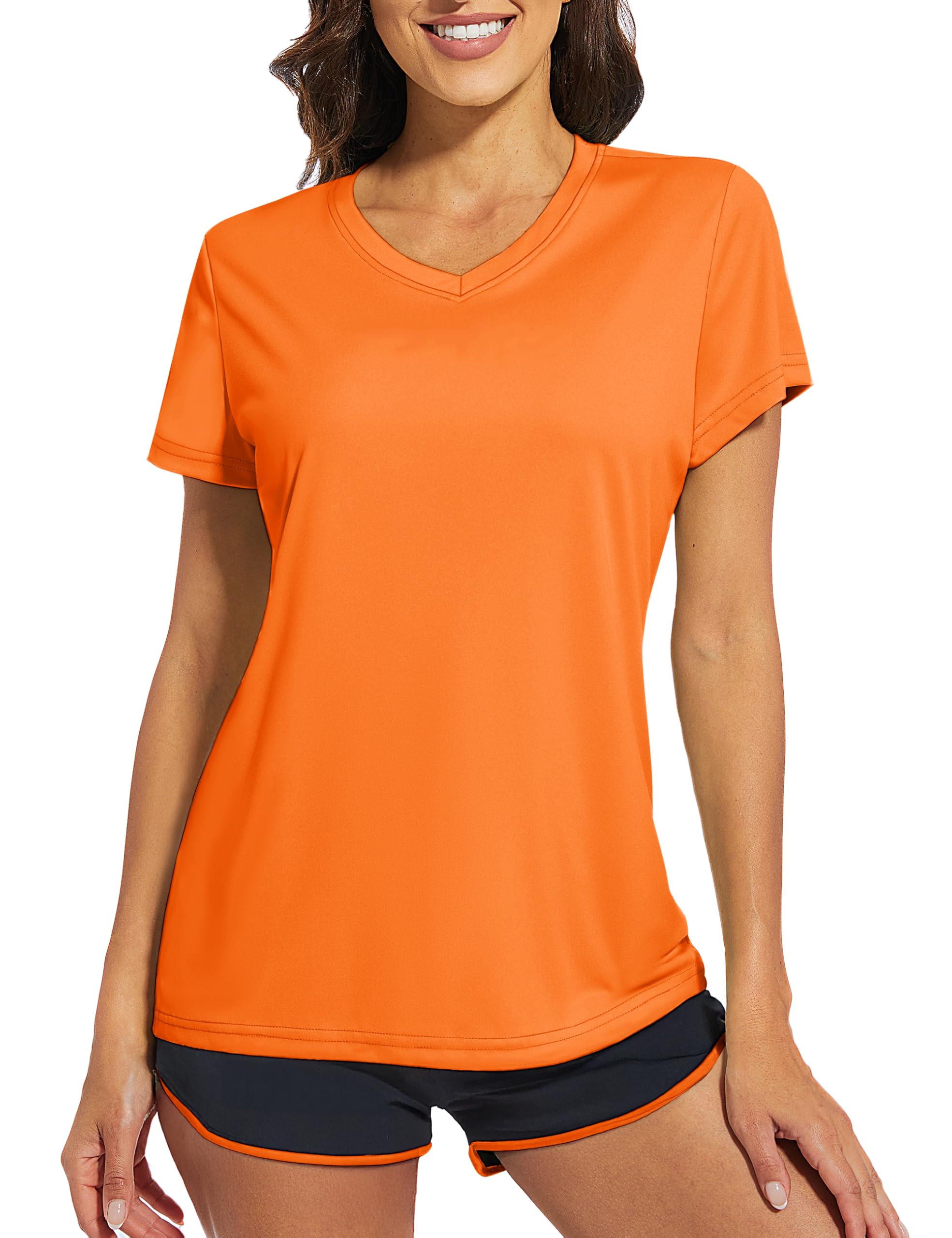Cavva Women's Short Sleeve Shirts Workout Tops UPF 50+ Sun Protectioin Quick Dry V Neck T Shirts Athletic