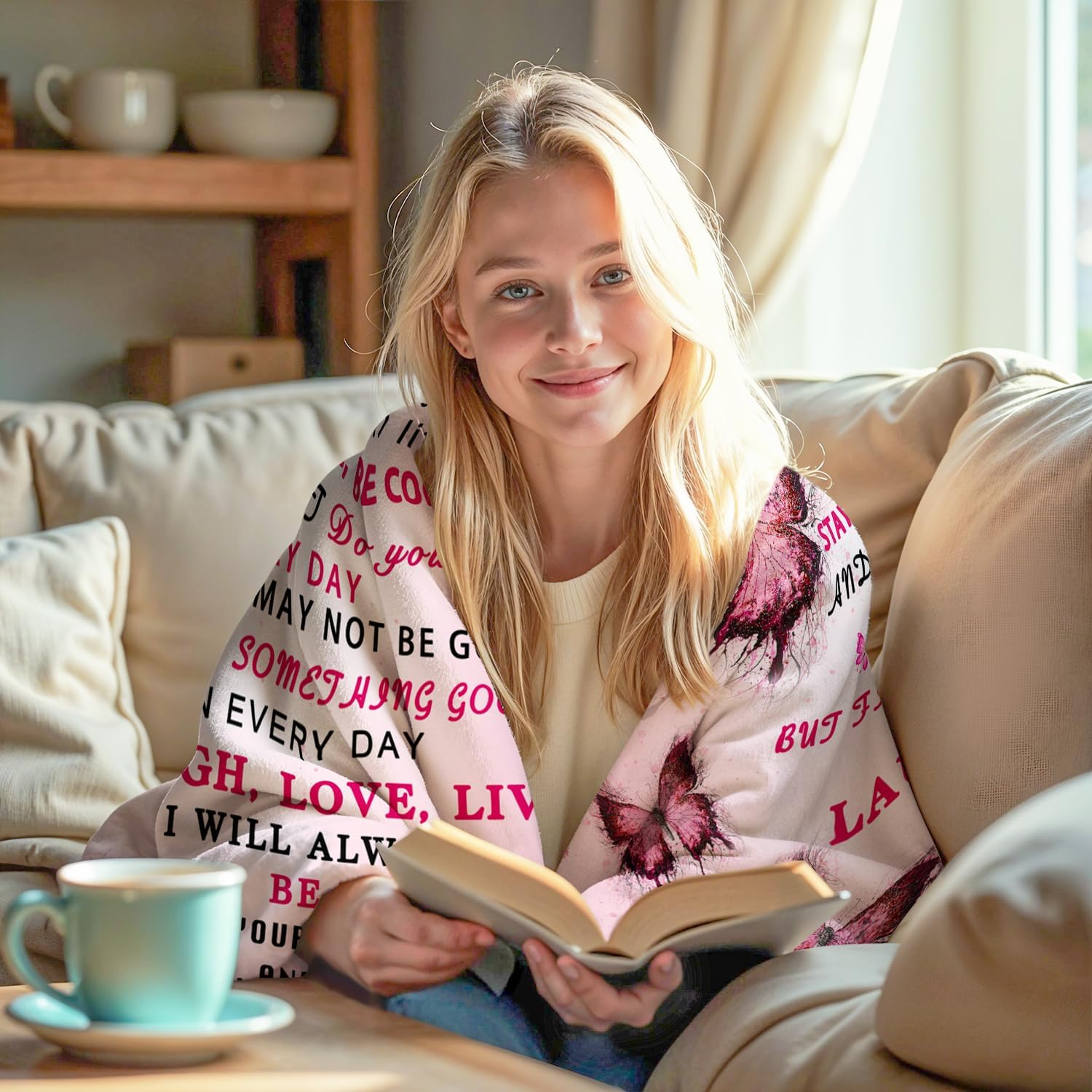 Niece Blanket from Aunt - Niece Gifts from Auntie - Gifts for Nieces from Aunt - Nieces Gift for Birthday & Graduation, Soft Flannel Throw Blanket, Pink Butterfly, 60"x50" - Image 3