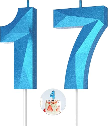 Miniatura 313 de Velas de cumpleaños con número (4 velas rojas) 3D con forma de diamante número Happy Birthday Cake Velas para fiesta de cumpleaños, boda, decoración