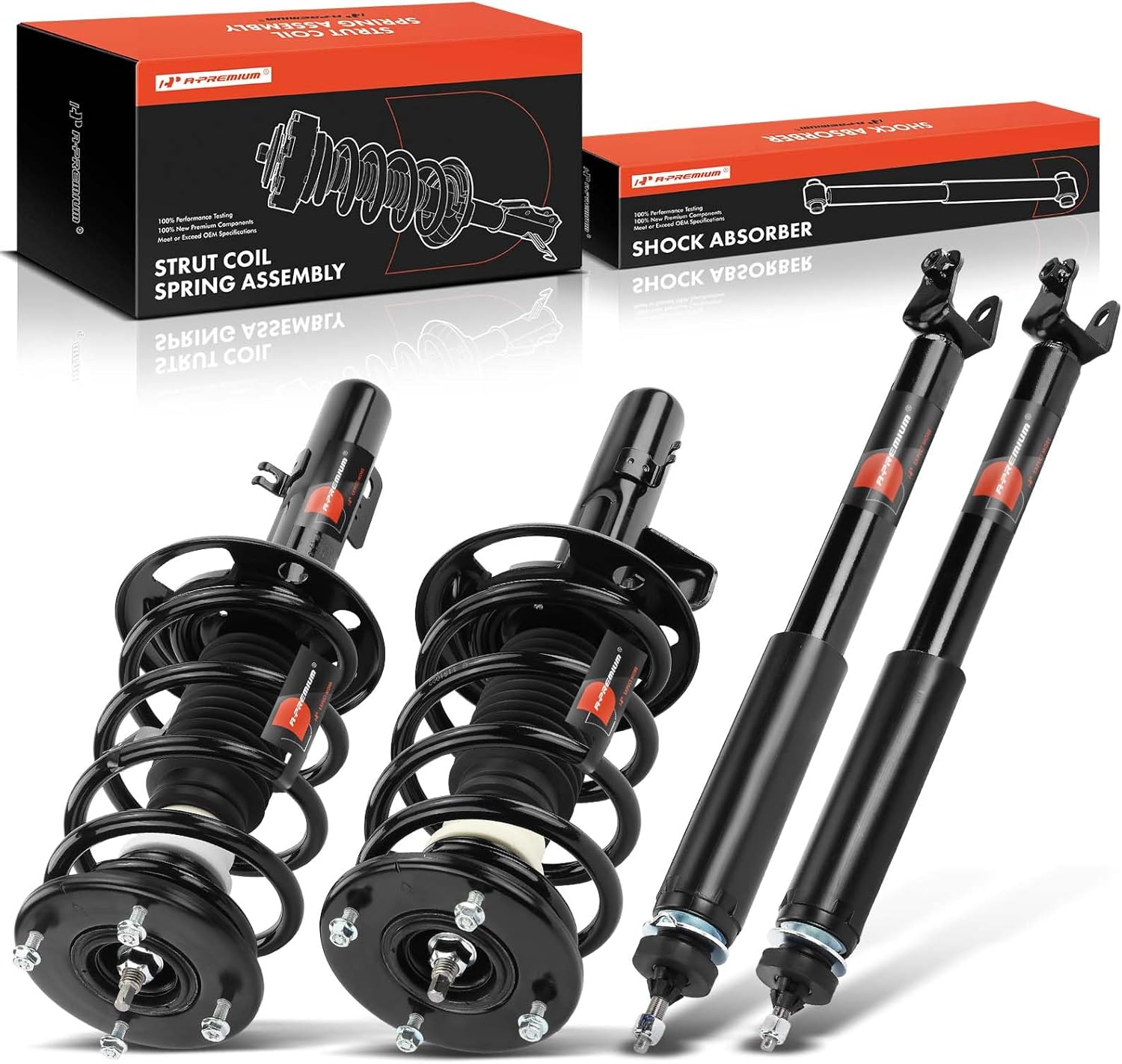 A-Premium Front and Rear Shock Absorber Strut & Coil Spring Assembly Compatible with Ford Taurus 2010-2011, FWD