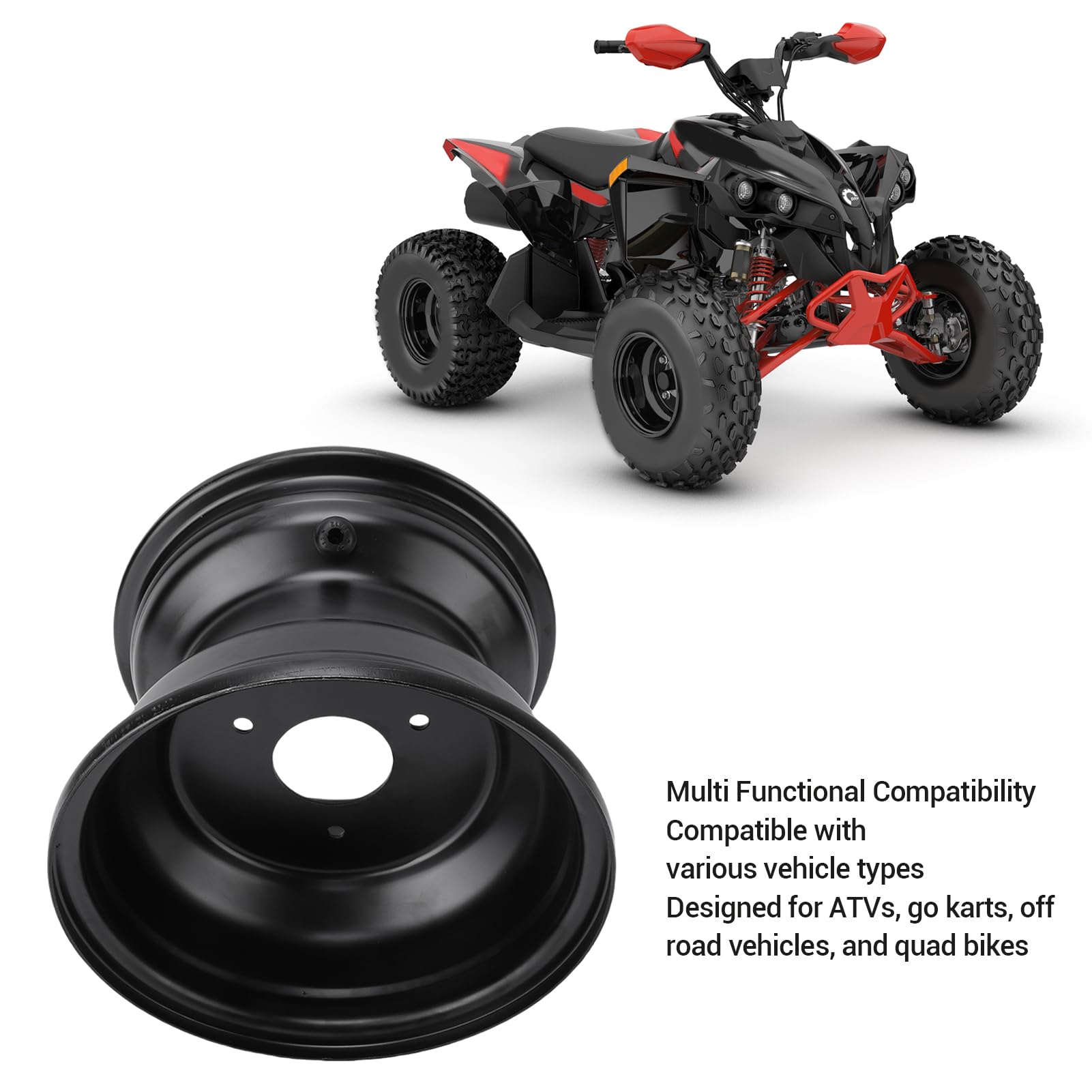 8-Zoll-ATV-Felge, 18 X 9,50 8 Go-Kart-Felge, Hochfeste Metallnabe, für Geländefahrzeuge, Go-Karts, Golfwagen, Geländefahrzeuge (3 Loch)