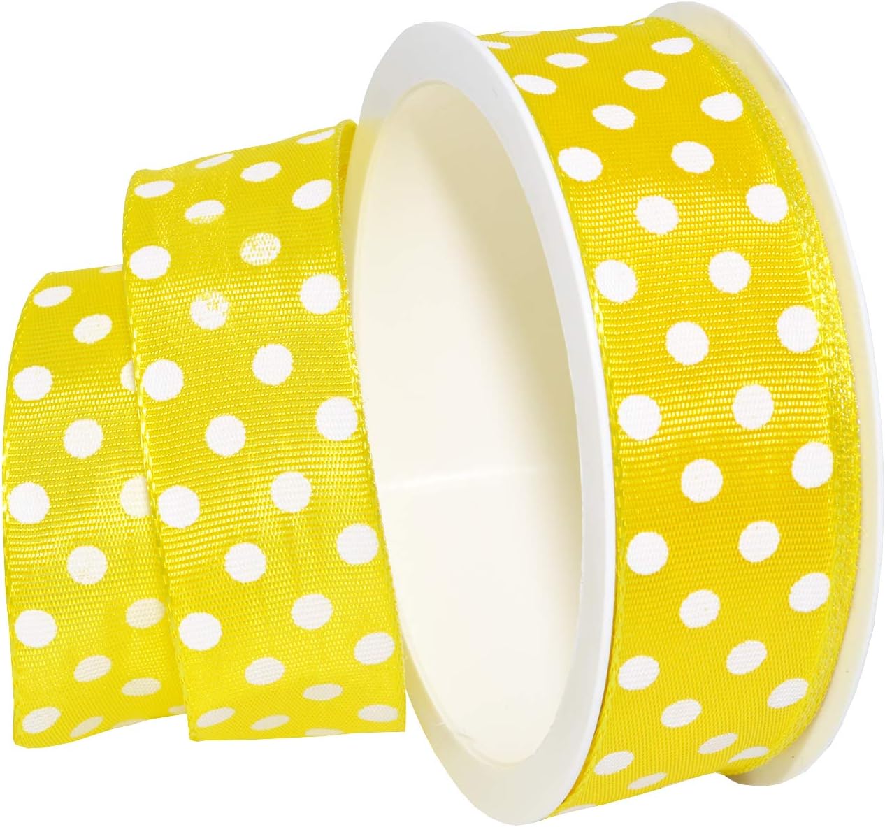 Morex Ribbon 598 Polka Dots Ribbon, Textile, Yellow, 1 Inch by 4 Yards