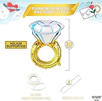 Vista 7 de KatchOn, Gold Glitter Happy Engagement Banner With Diamond Ring Balloon - Pack of 2 Happy Engagement Party Banner Engagement Ring Balloons