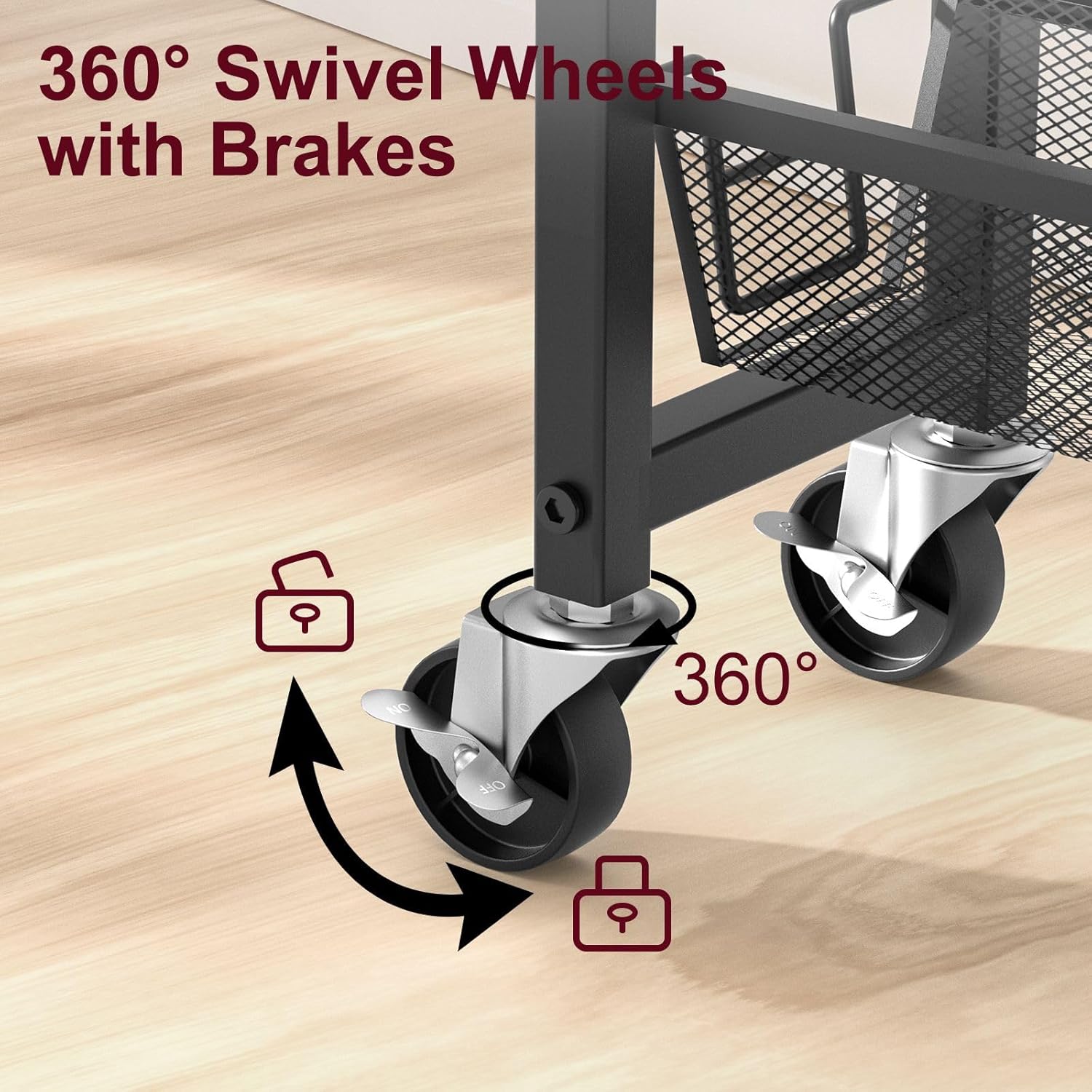 Honest Slim Storage Cart 4-Tier Slim Rolling Cart with Metal Frame and Wooden Top, 6.3 Inches, Storage Cart for Kitchen, Dining Room, Living Room, Bathroom, Home Office, Rustic Brown and Black - Image 8