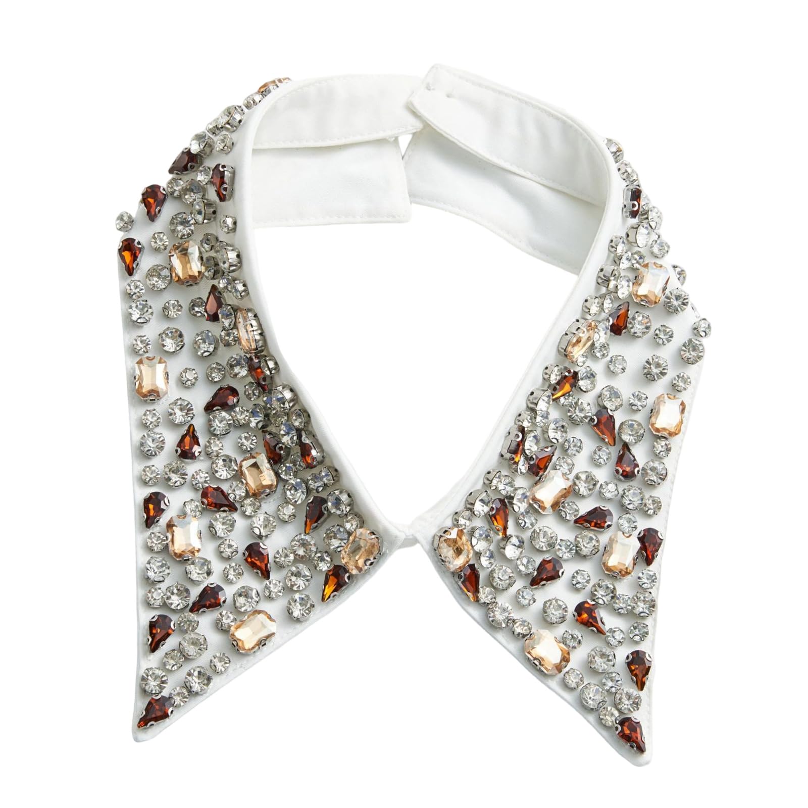 Maxtonser Crystal Decors Detachable Collar Faux Collar Accessory For Women Elegant Pointed Lapel Enhancer Shirt Sweater Accessory
