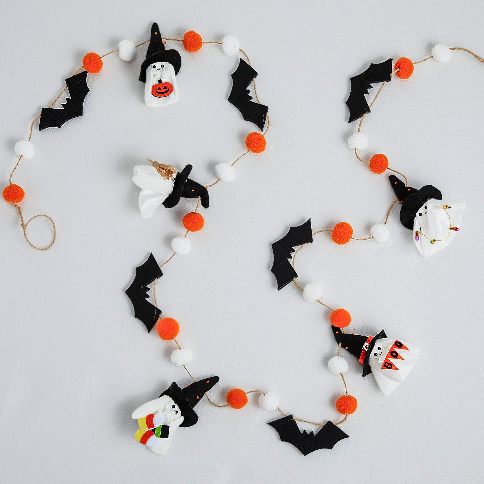 DN DECONATION Halloween Garland for Mantle, Ghost Bat Decor for Wall Party