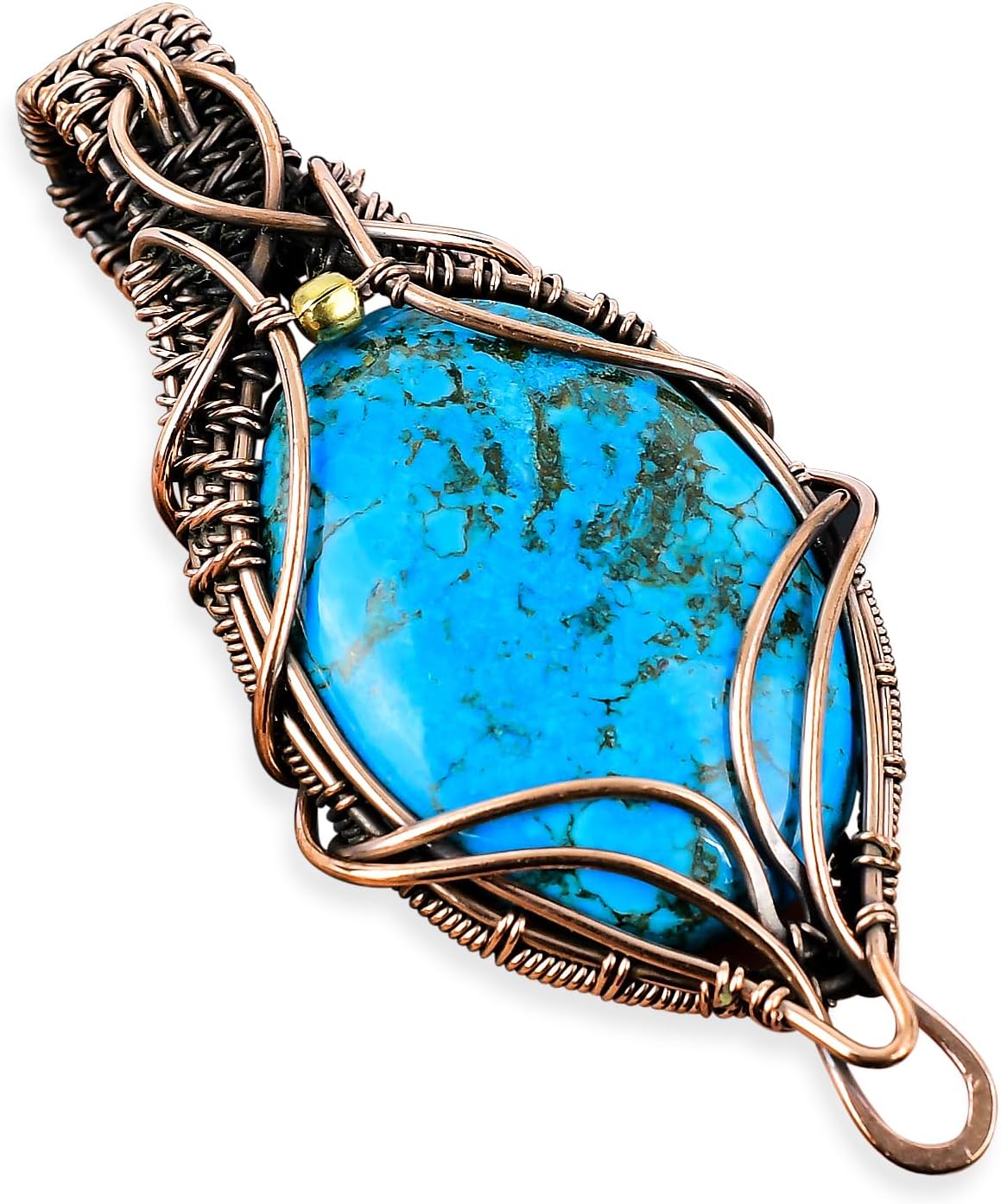 Two-Tone Gemstone Copper Wire Wrapped Gemstone Pendant Necklace Boho Healing Stone Jewelry Gift Copper Pendant Handmade Jewelry