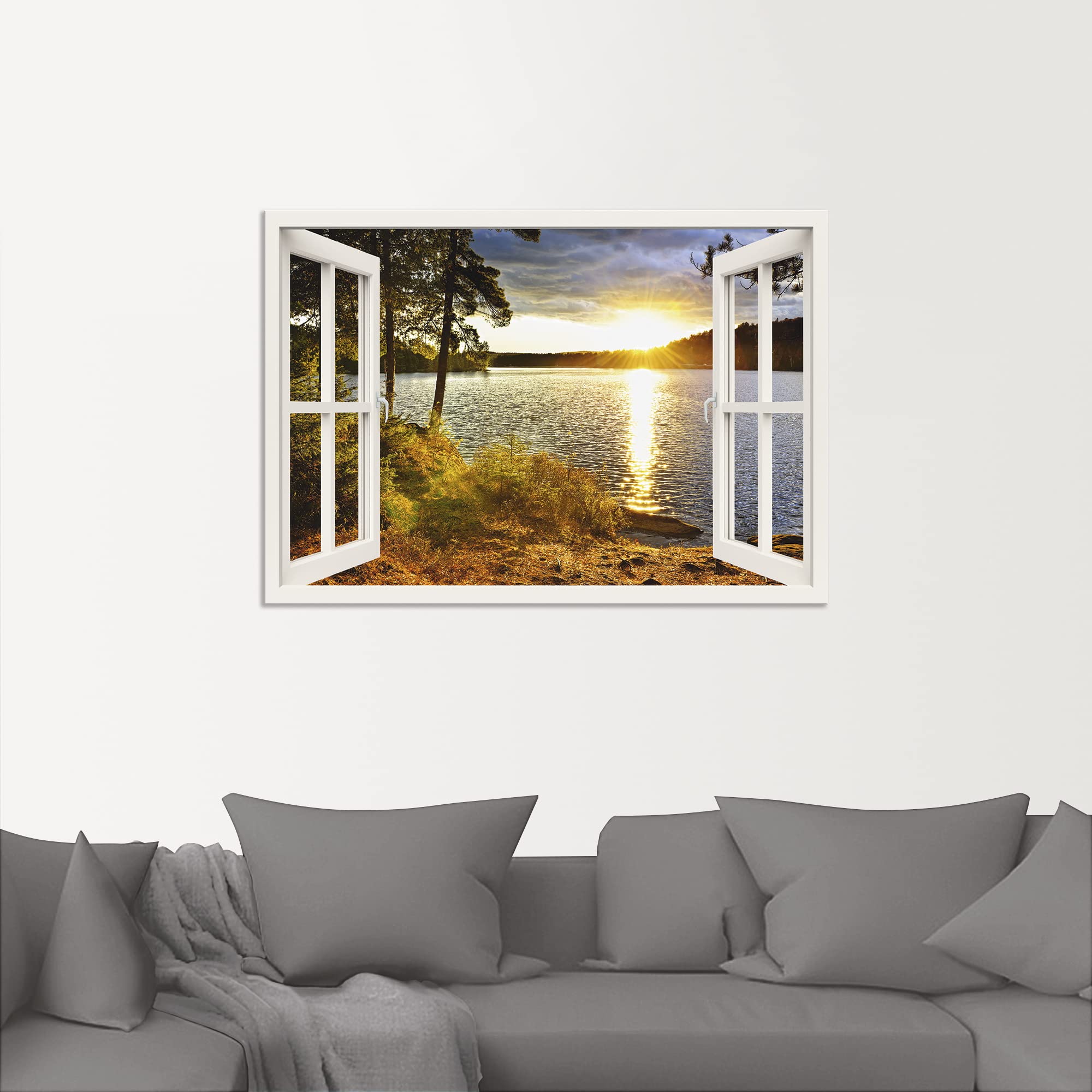 ARTland Wanddeko Wandbild Alu Verbundplatte für Innen & Outdoor Bild Landschaften Fensterblick K2RH