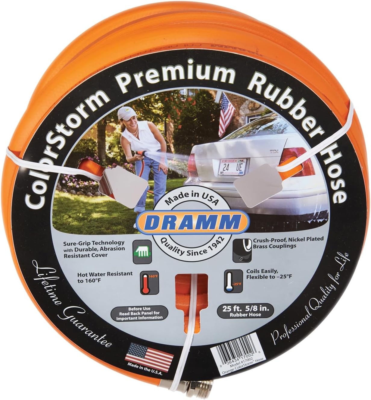 Dramm ColorStorm Premium Rubber Garden Hose, No Kink, Leak Proof Water Hose, Male Female Fittings, Made in USA, Hot & Cold Resistant, 518 Burst PSI, Yellow, 3/4"x100'