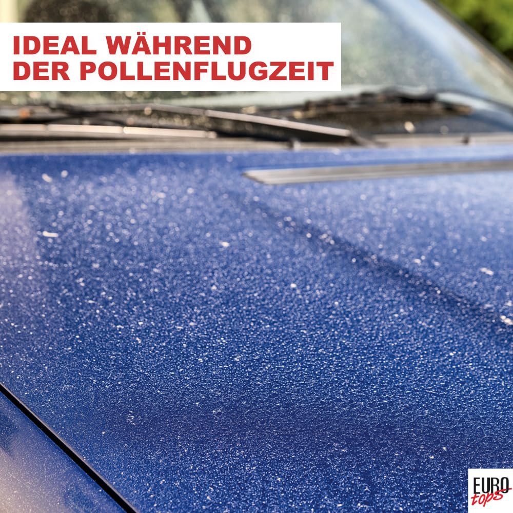 EUROtops Profi Car Duster – Cepillo de mano ideal para polen y limpieza de coche sin agua, flecos encerados, fibras de algodón, mango largo, conocido en Estados Unidos