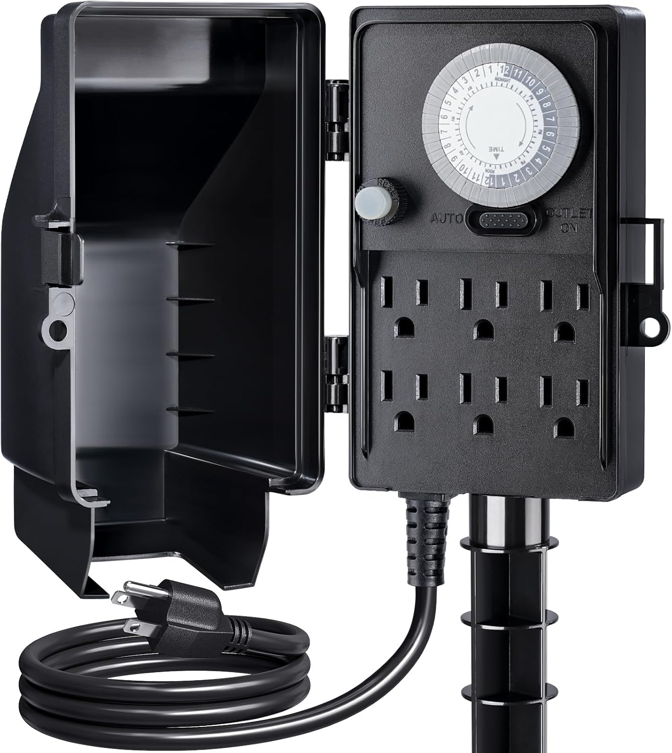 Suraielec Outdoor Power Stake Timer, 24-Hour Mechanical Light Timer, 6 ...