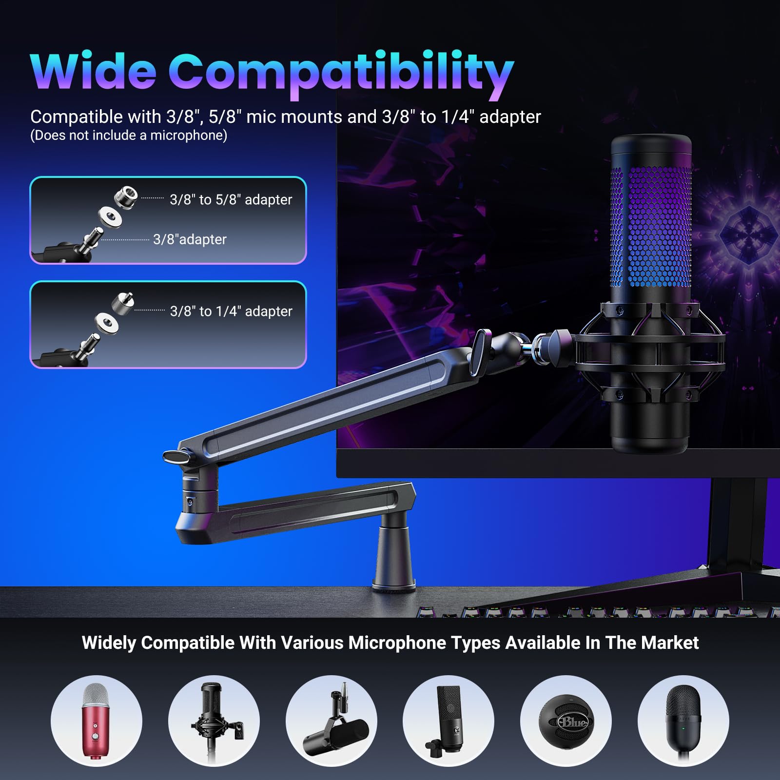 Pied de microphone avec perche SBA3