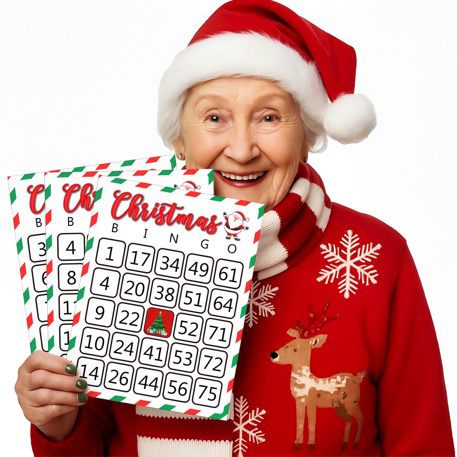 Tinlade 50 biglietti natalizi Jumbo Bingo, 21 x 28 cm, per feste in