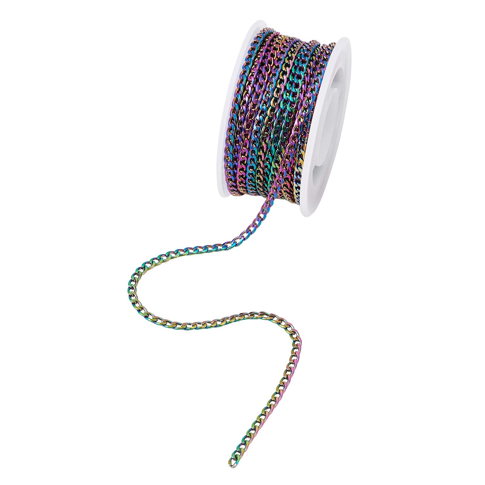 Bunte Kettenglied-Rollen, Handarbeit Farbe Kette ， 16FT 304 Edelstahlketten, ungeschweißt, Bunte Drehglieder mit Spule for die Schmuckherstellung