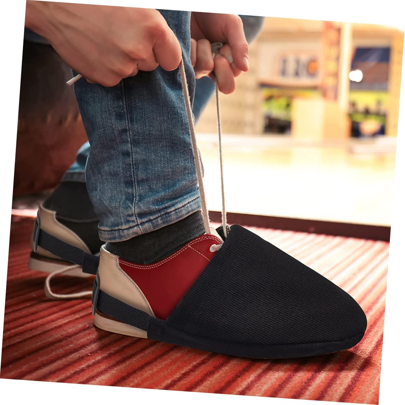Toddmomy Adjustable Bowling Shoe Covers Elastic Band 1 Pair of Bowling Shoe Sliders for Men and Women for Indoor and Outdoor Use