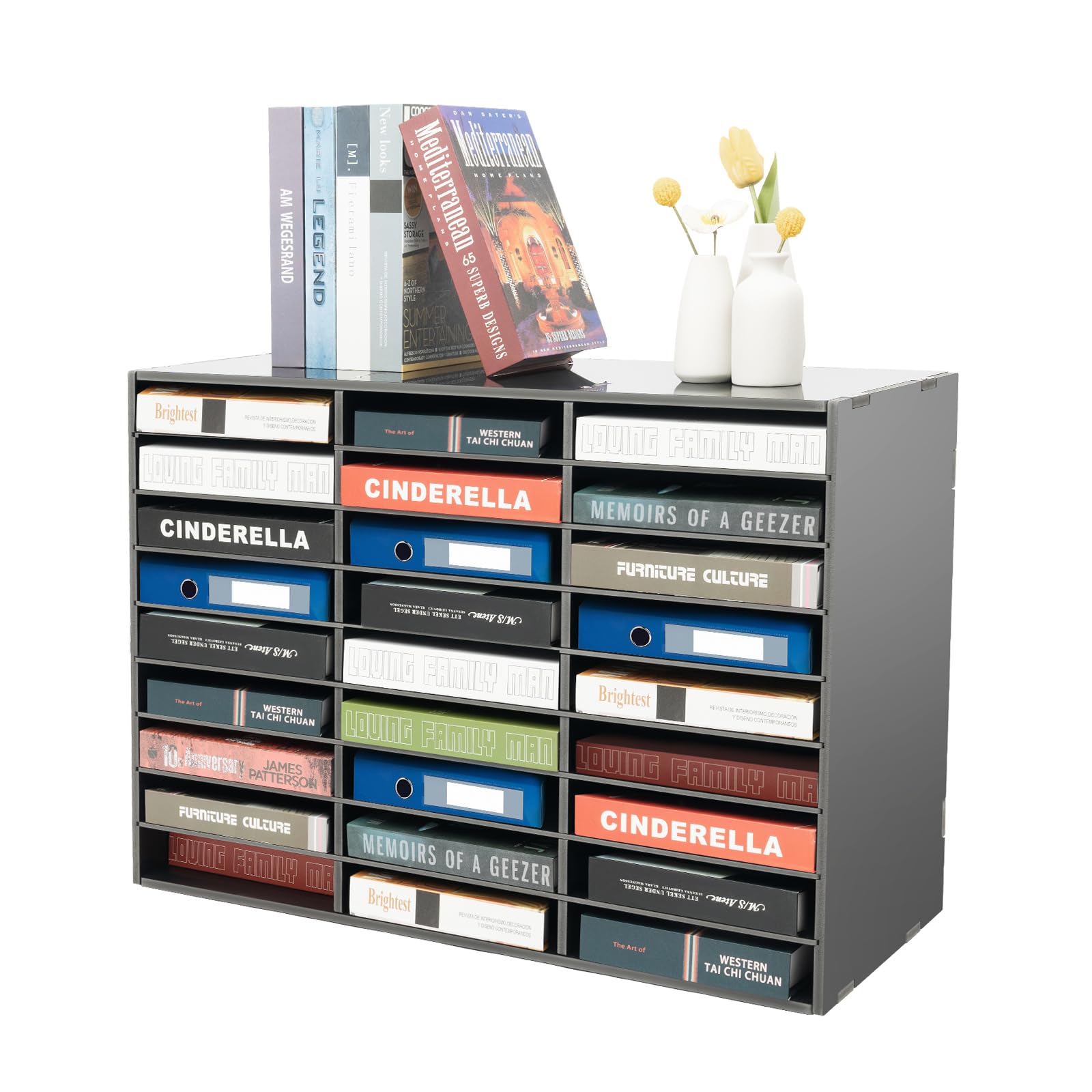 Literatur-Organizer, 27 Fächer, Büro-Briefkasten mit verstellbaren Regalen, 9-lagiger Post-Organizer für Zuhause, Schule, Büros, Holz-Literatursortierer 81,3 x 30,5 x 55,9 cm für Büro
