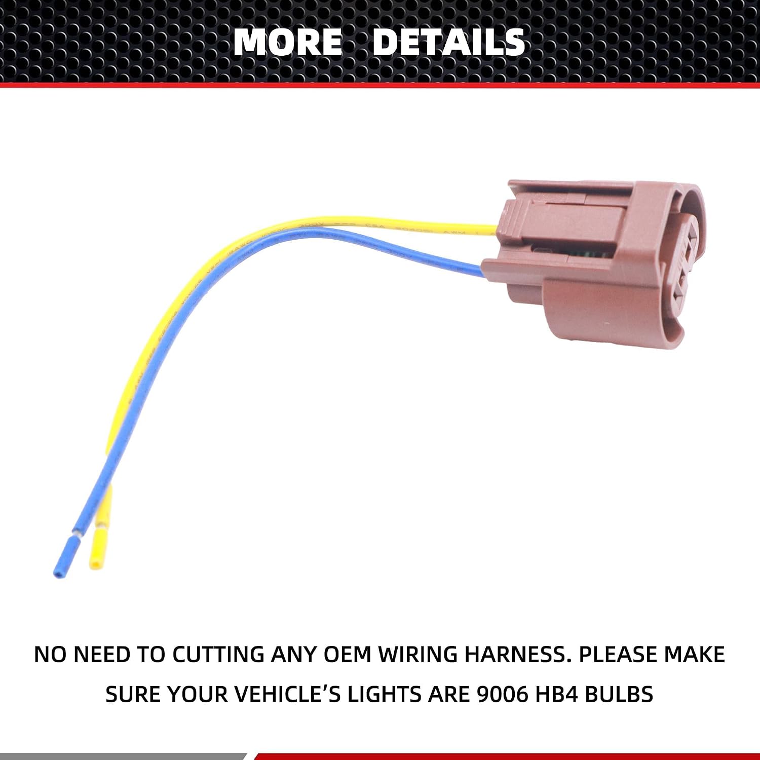 HiSport 9006 headlight plug Female Adapters Connector Wiring Harness Sockets Wire Plug Pigtails Compatible with High/Low Beam Or Fog Lights Use Replacement for OE 9006 HB4 (Pack of 2)
