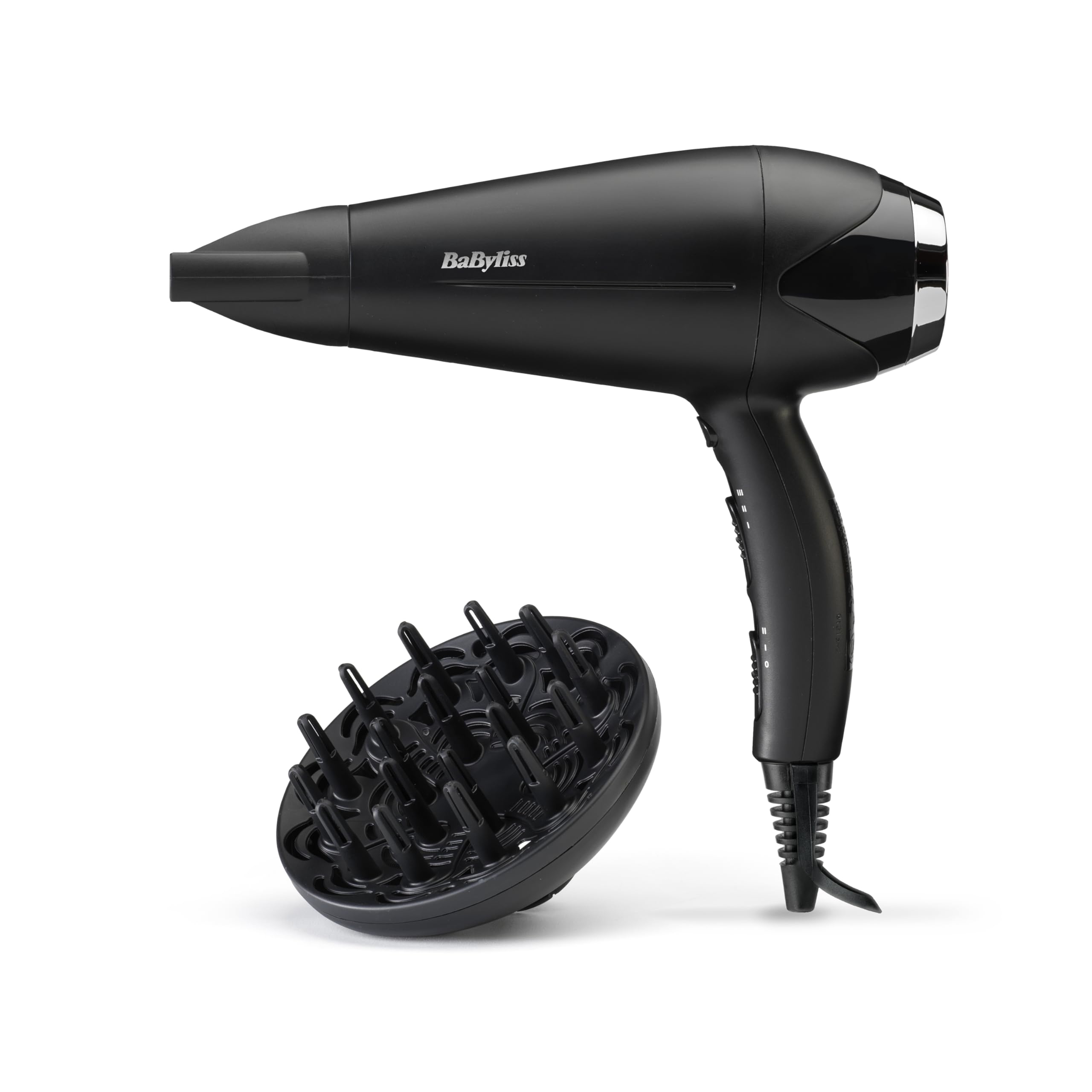 BaByliss Asciugacapelli Turbo Smooth 2200W, Phon Capelli Professionale, Diffusore Capelli Ricci, Funzione Ionica Anti-​Crespo E Tecnologia Ceramica, Nero, D572DE