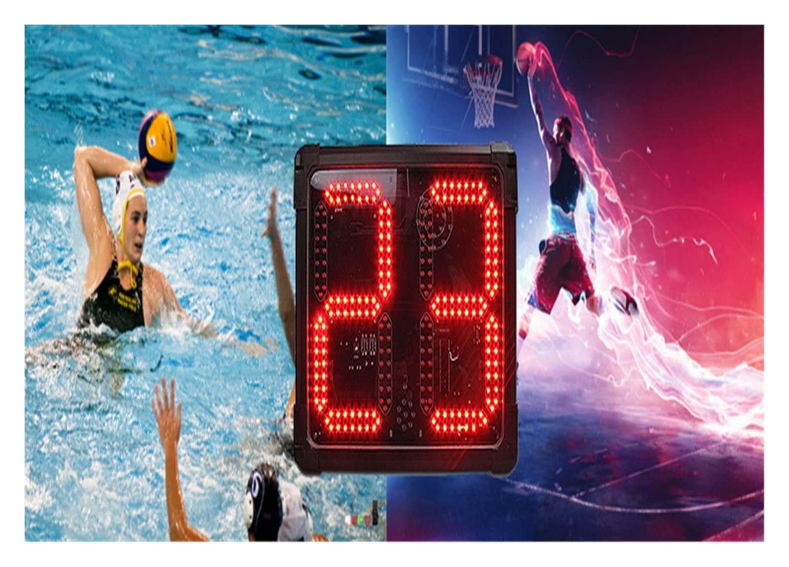WQZStar 2 sztuki synchronizowany czerwony kolor koszykówka elektroniczna tablica wyników 12 sekund odliczanie gra wynika z tablicy wyników zegar LED do multisportu w pomieszczeniach