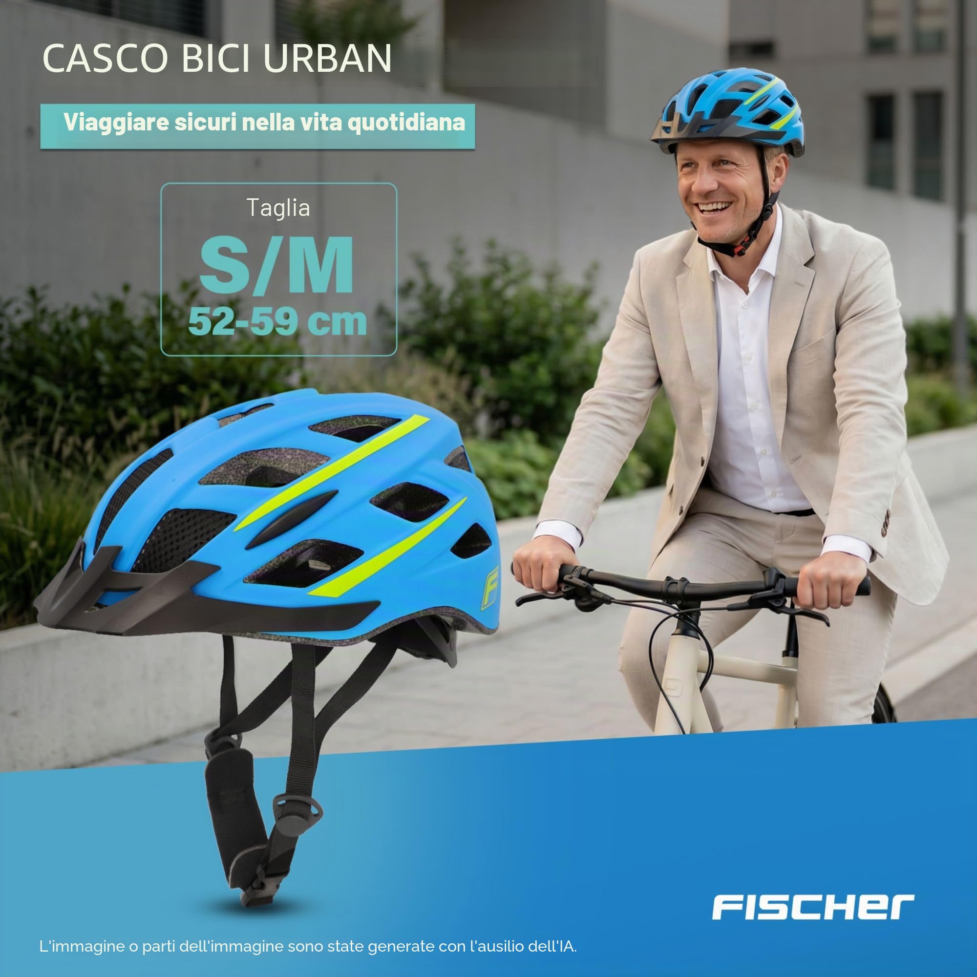 FISCHER Fahrradhelm Casco da bicicletta, Unisex-Adulto, Blu (Montis Blue), S/M (52-59)