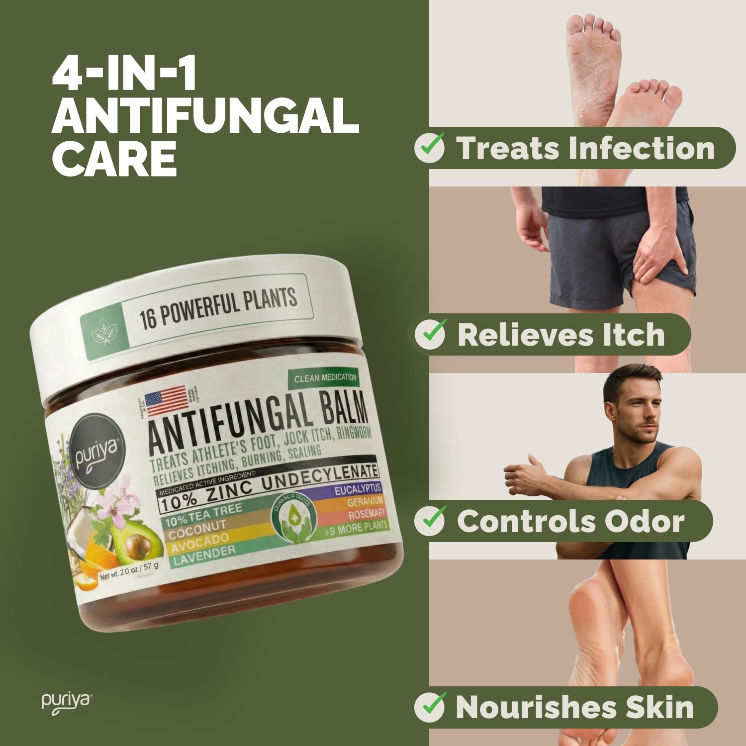 Puriya Antifungal Balm, Athlete's Foot, Jock Itch, Ringworm Treatment, 2 oz — Amazon image 3
