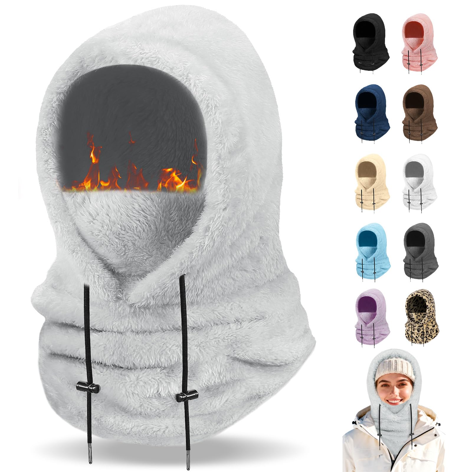 Winter-Sturmhaube, Skimaske: winddichtes Fleece, warme Gesichtsbedeckung, Kapuze für Männer und Frauen, Snowboarden, Skifahren, Wandern, Radfahren