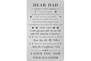 Personalized Father's Day Card from Daughter: Engraved Wallet Insert Card for Dad's Birthday or Christmas