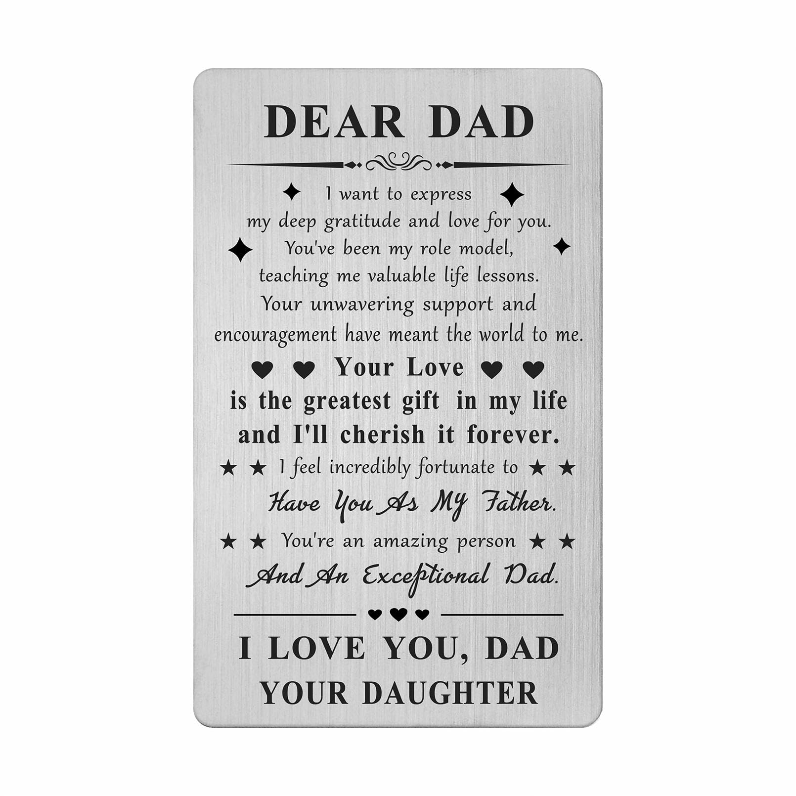 DGXMD Dad Gifts from Daughter - Engraved Metal Dad Wallet Card - Dad s Birthday Father's Day Card Gift from Daughter